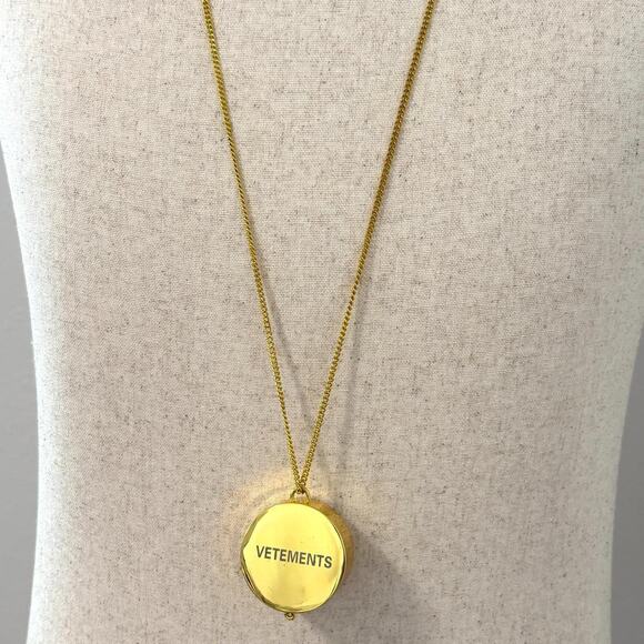 Vetements Stoner/Grinder Necklace Gold Brass Logo Pendant